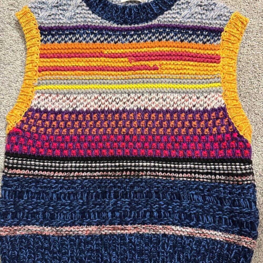 CHLOE VEST Cashmere & Wool - Chloe Multicolor Striped Knit vest over shirt